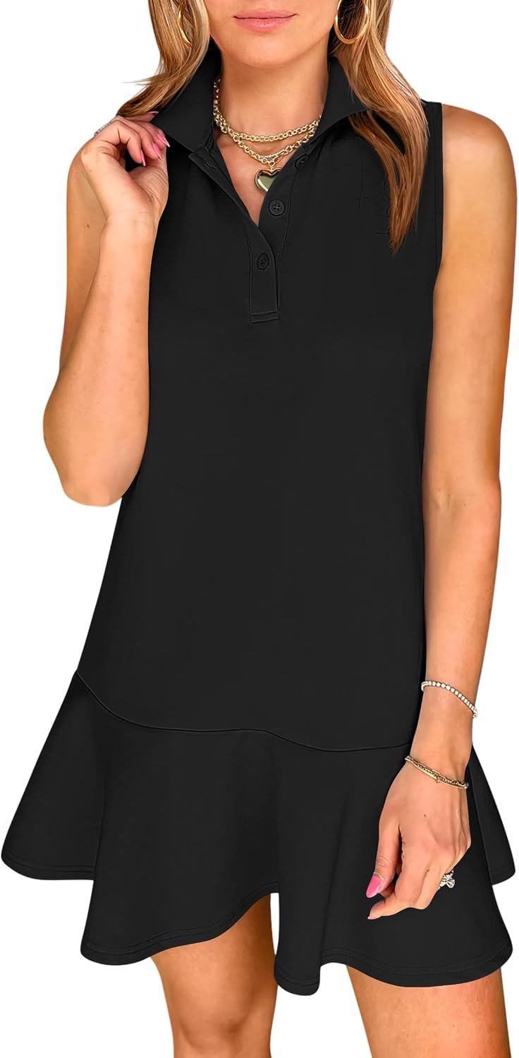ANRABESS Womens Summer Mini Dresses Polo Sleeveless Shift Short Dress Tennis Golf Athletic Casual Travel Vacation Clothes