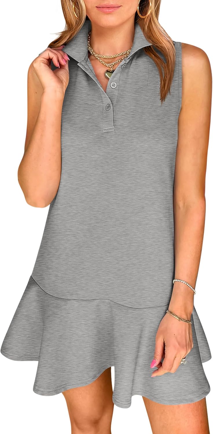 ANRABESS Womens Summer Mini Dresses Polo Sleeveless Shift Short Dress Tennis Golf Athletic Casual Travel Vacation Clothes