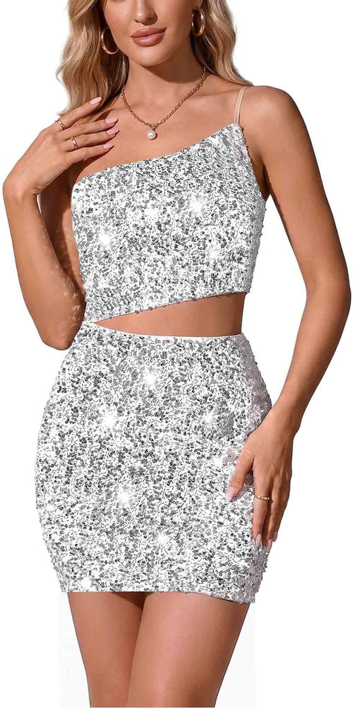 Akegatak Women's Sparkly Sequin Dress Tube Mini Glitter Cocktail Disco Holiday Prom Homecoming Party Bodycon Dresses