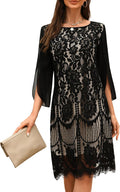 COOAN Wedding Guest Cocktail & Formal Dresses for Women - Lace Sequin Dress