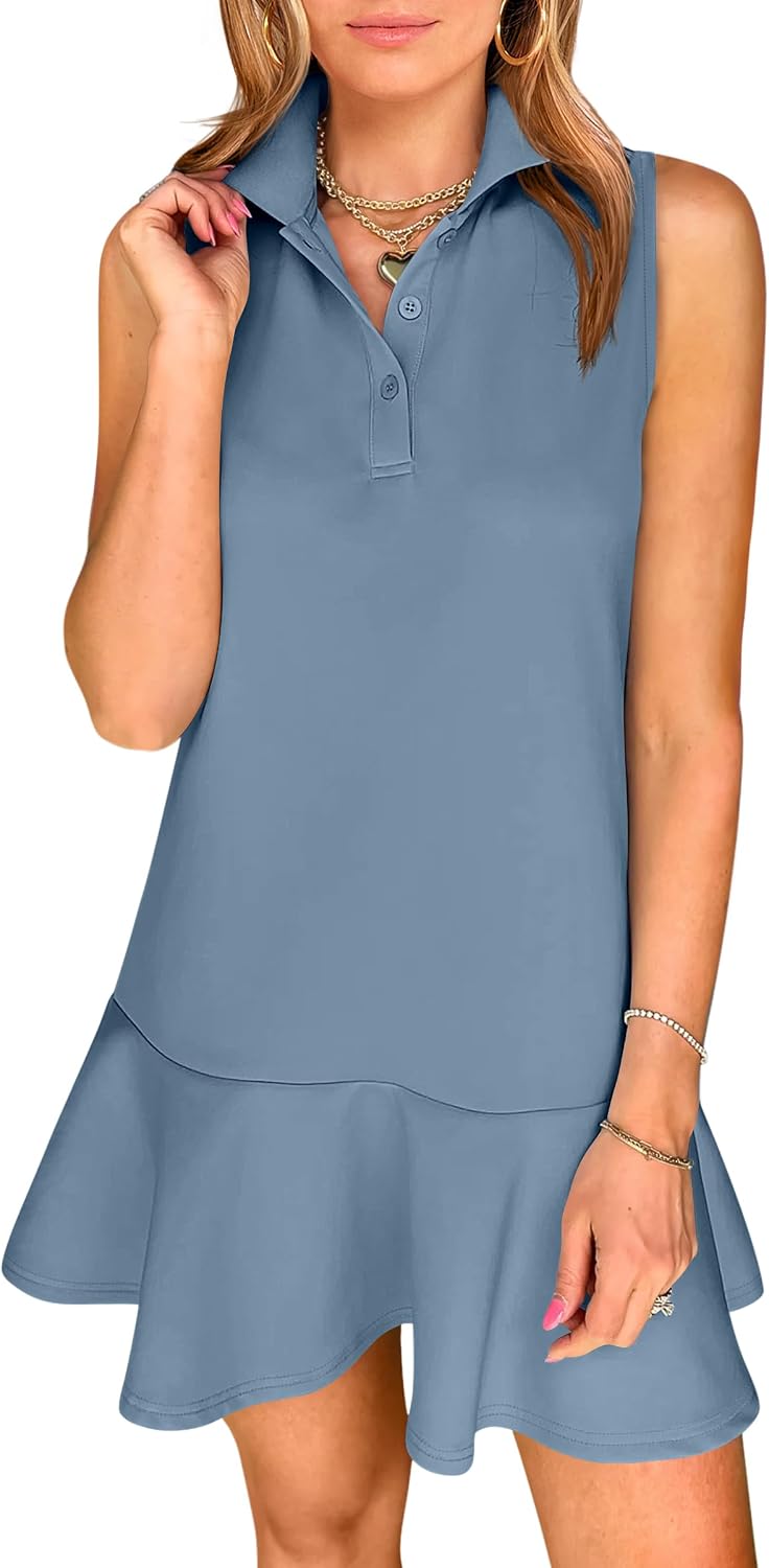 ANRABESS Womens Summer Mini Dresses Polo Sleeveless Shift Short Dress Tennis Golf Athletic Casual Travel Vacation Clothes
