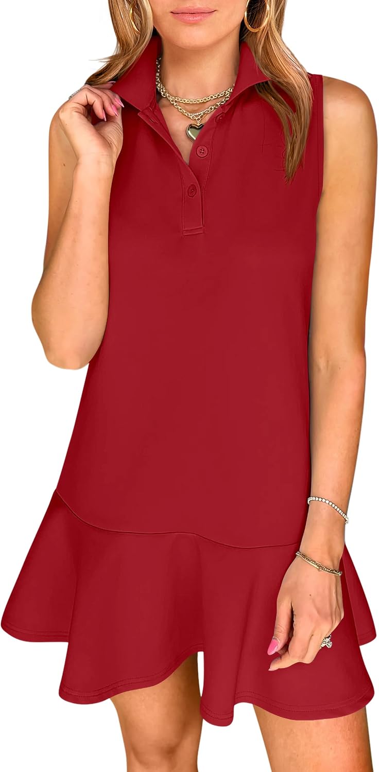 ANRABESS Womens Summer Mini Dresses Polo Sleeveless Shift Short Dress Tennis Golf Athletic Casual Travel Vacation Clothes