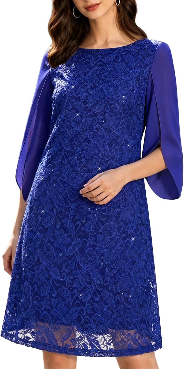 COOAN Wedding Guest Cocktail & Formal Dresses for Women - Lace Sequin Dress