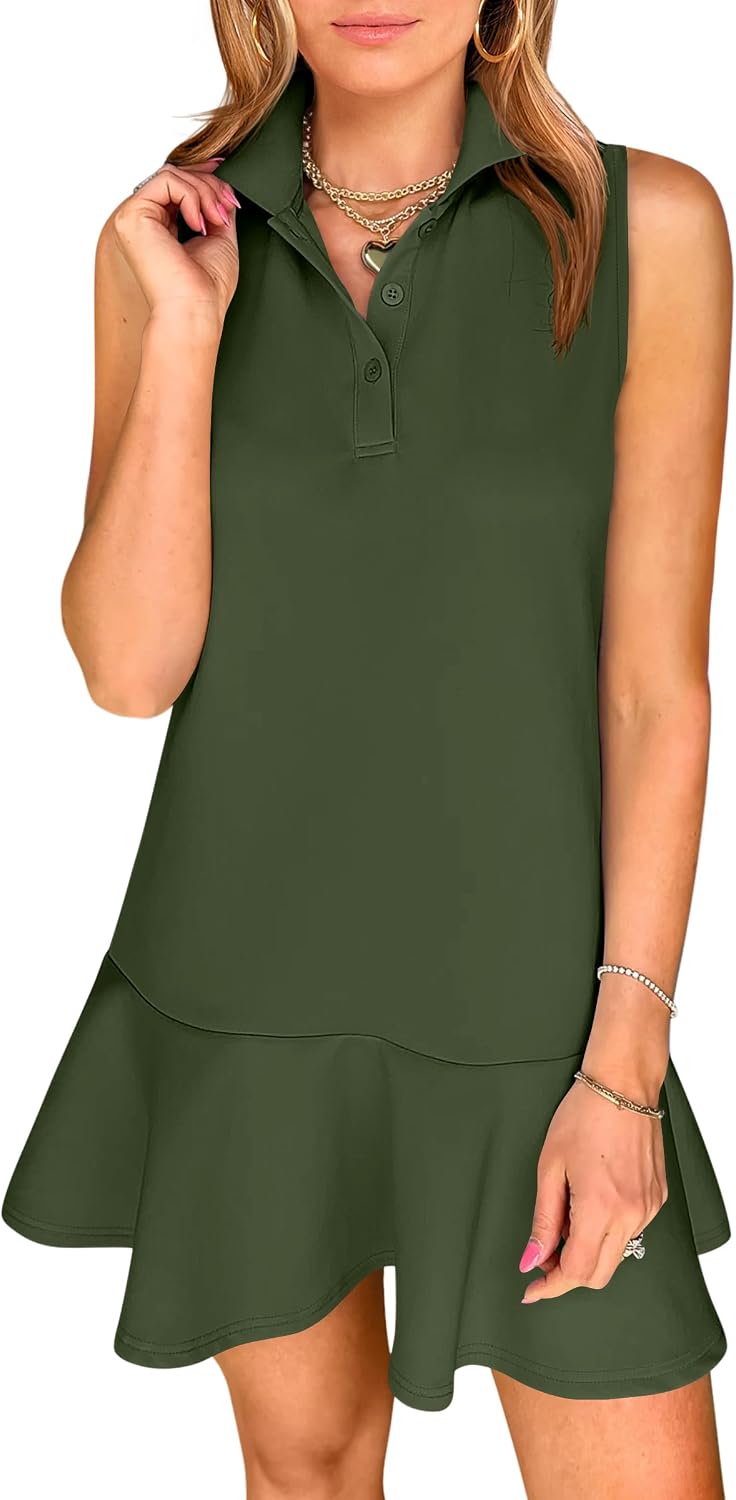 ANRABESS Womens Summer Mini Dresses Polo Sleeveless Shift Short Dress Tennis Golf Athletic Casual Travel Vacation Clothes
